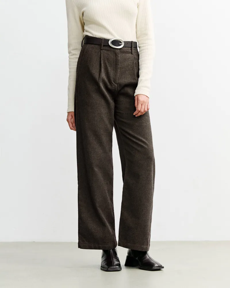 Rotholz Rotholz Damen vegan Hose Mit Hoher Taille Aus Flanell Braun, Braun, – Produktbild 1 von 2
