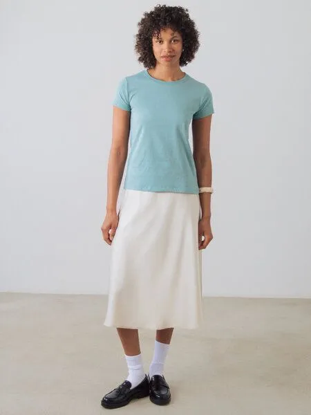 Honest Basics Honest Basics Damen Basic T-Shirt aus Bio- und recycelter Baumwolle, Riffgrün, – Produktbild 2 von 4