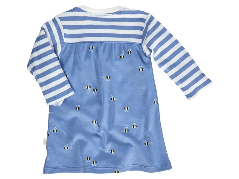 HANS NATUR Baby Kleid Langarm Bio-Baumwolle Biene blau Gr.50/56, Blau, – Produktbild 2 von 2
