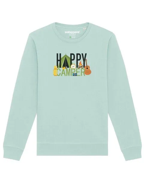watapparel watapparel Sweatshirt Unisex Happy Camper, Caribbean blue, – Produktbild 1 von 4