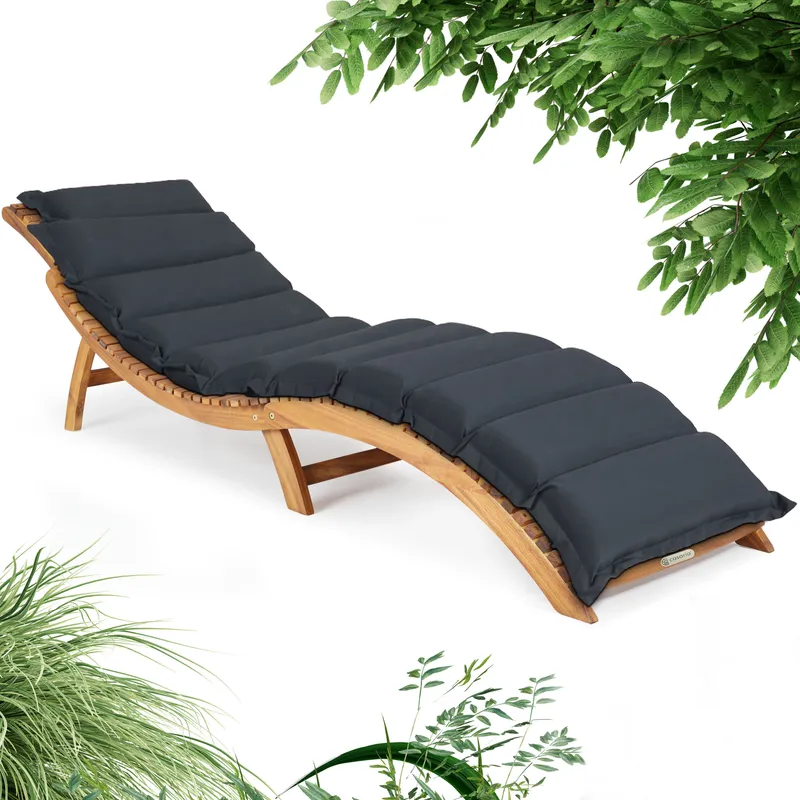 Casaria® Faltbare Gartenliege Akazie FSC®-zertifiziert inkl Auflage Anthrazit – Produktbild 1 von 2