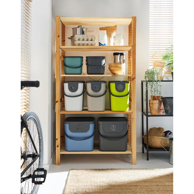 rotho rotho Abfallbehälter "ALBULA" aus Recyclingkunststoff, 25 l, horizon blue – Produktbild 5 von 5