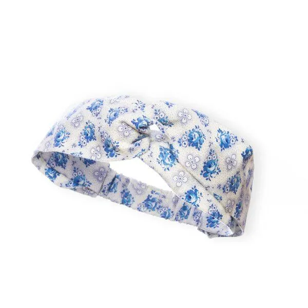 soki soki Haarband aus Omi's alter Bettwäsche, Retro blau, – Produktbild 2 von 3