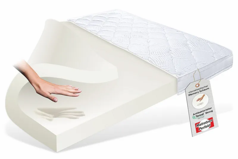 Matratzen Perfekt, Topper Viscotopper TOKIO, 12cm HOCH, mit sehr guter Körpernpassung EXTRA SOFT, 12 cm hoch, Viscoschaum, Topper mit Kern aus viscoelastischem Schaum und umlaufendem Klimaband, Weiß, – Produktbild 1 von 5