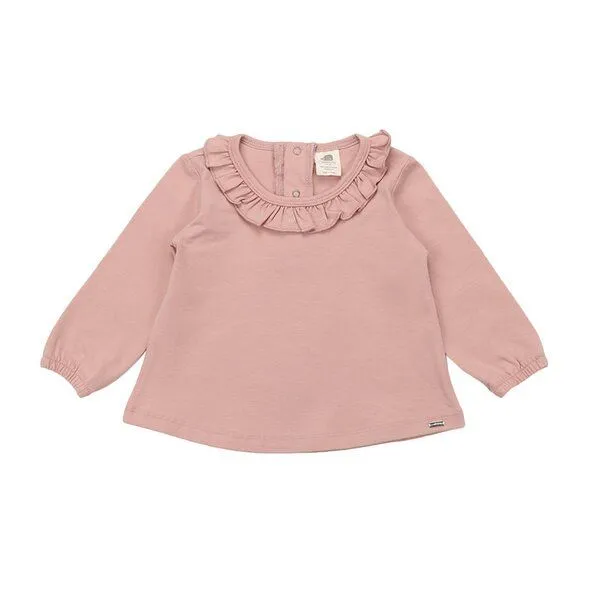 Walkiddy Walkiddy Cat Pink Bio-Baumwolle Ruffle Bluse - GOTS Zertifiziert, Hypoallergen, Nachhaltige Faire Produktion, Pink, – Produktbild 1 von 2