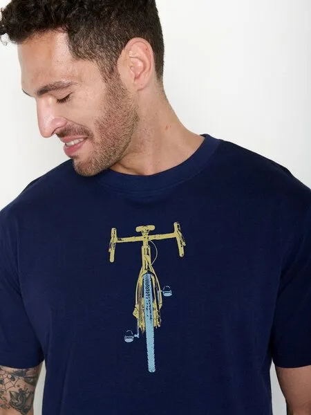 GreenBomb GREENBOMB Bike Front Stamp Fusion - Lässiges Oversize-T-Shirt aus Bio-Baumwolle / hochwertiger Print / GOTS / Fair & Vegan, Blau (marineblau), – Produktbild 2 von 4