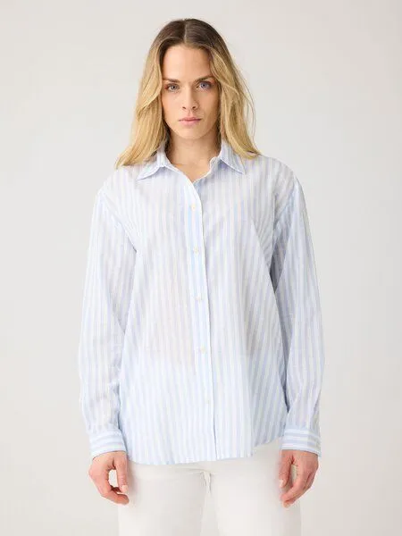 KnowledgeCotton Apparel KnowledgeCotton Apparel Lockere gestreifte Bluse aus Bio-Baumwolle, Beige-creme-stripe, – Produktbild 2 von 4