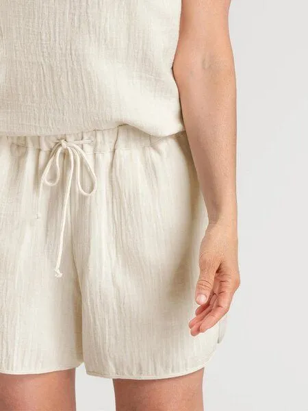 erlich textil erlich textil Fiona lange Mousseline Hose aus Bio-Baumwolle, made in Europe, Wollweiß, – Produktbild 7 von 7
