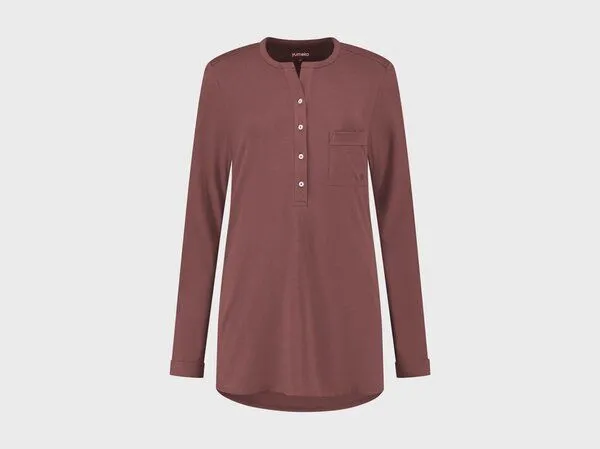Yumeko Pyjamaoberteil Damen "Yumeko" aus Baumwoll-Jersey, Evening rose, – Produktbild 1 von 2