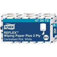 Tork Tork Reflex Mehrzweck-Papierwischtücher M4, 6 x 450 Blatt, 2-lagig, weiß – Produktbild 1 von 1
