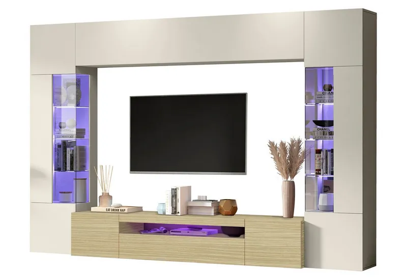 OTTO home Wohnwand New Egypt, (4-St., Breite 290cm), bestehend aus 2 Stauraumvitrinen, 1 Lowboard, 1 Hängeschrank, Braun, – Produktbild 2 von 5