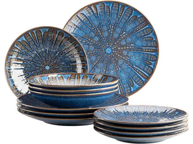 Mäser Mäser Tafelservice 12-tlg. "Aquamarine" Steinzeug, blau – Produktbild 1 von 1