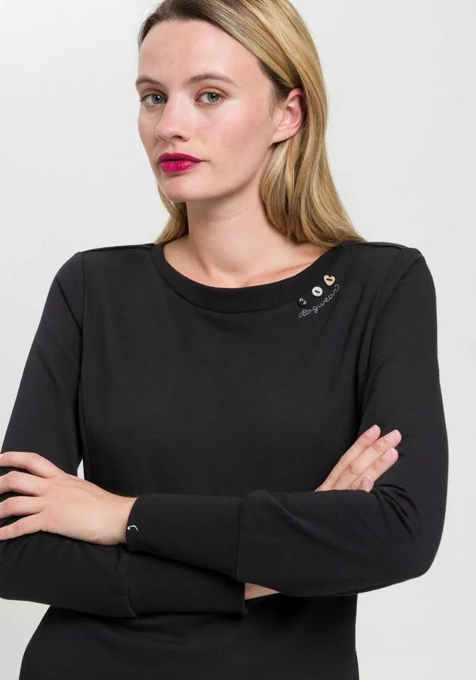 ragwear ragwear Sweatkleid MENITA O mit veganer 3 Knopf-Applikation, Schwarz, – Produktbild 3 von 4