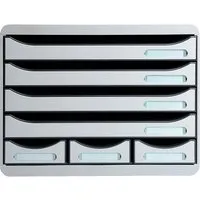 Exacompta Exacompta Schubladenbox Storebox "Office", DIN A4+, 6 Schubladen offen, lichtgrau – Produktbild 1 von 1