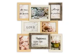 queence Bilderrahmen Collage Rahmen 3D Holz in braun, für 8 Bilder (1 St), Platz für 6 Fotos in 10x15cm und 2 Fotos in 13x18cm – Produktbild 1 von 1