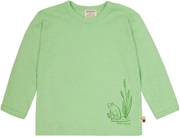 loud + proud loud + proud Babys & Kinder Shirt Derby Rib mit Druck, GOTS-zertifiziert, Opal(grün), – Produktbild 1 von 2