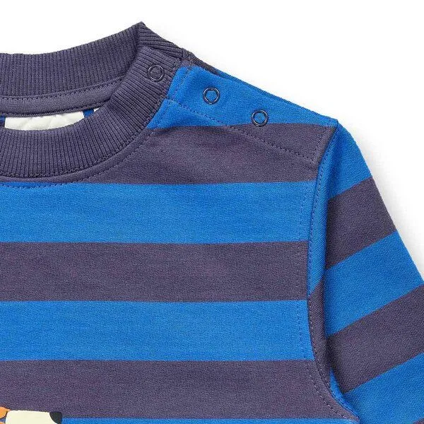 Sense Organics Sense Organics Baby Sweatshirt, Modell SIAM, Blau-navy geringelt mit bär, – Produktbild 2 von 4
