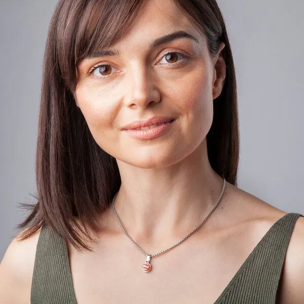 ALEXASCHA ALEXASCHA Kurze Kette mit Anhänger | Mix & Match | Silber, Kirschrot, – Produktbild 2 von 4