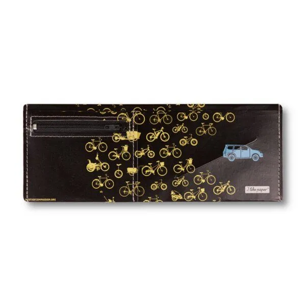 roots of compassion roots of compassion Portemonnaie vegan mit Fahrrad-Design - Wallet aus Tyvek, Geldbörse lederfrei, Fahrräder, critical mass – Produktbild 1 von 2