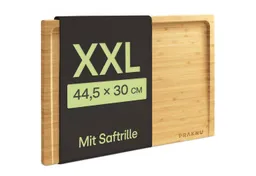 Praknu Schneidebrett Schneidebrett aus Holz Groß XXL - Mit Saftrille - Beidseitig, Bambus, (Schneidebrett mit Saftrille, 1-St., 1 Schneidebrett aus Bambusholz), Beidseitig nutzbar mit Saftrille - FSC®-zertifiziert - robust – Produktbild 1 von 1