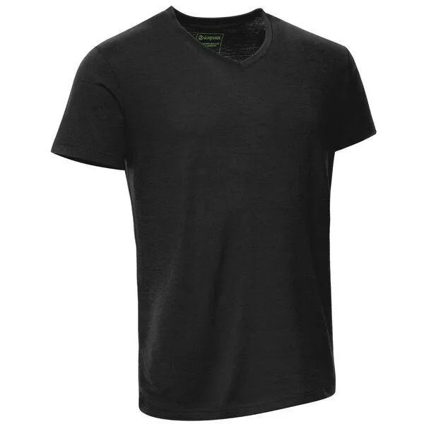 Kaipara - Merino Sportswear Kaipara - Merino Sportswear Merino Shirt Herren Kurzarm Regular V-Neck 200, Schwarz, – Produktbild 2 von 2