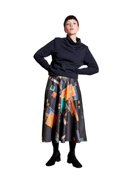 Sophia Schneider-Esleben Sophia Schneider-Esleben Rock Skyler - Glockenrock, Schwingrock aus Bio-Baumwolle, Triadic (schwarz), – Produktbild 3 von 3