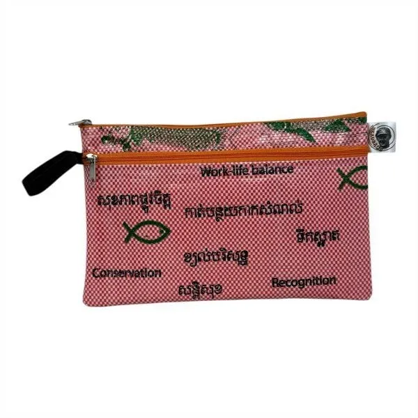 Beadbags Beadbags Federmäppchen / Kosmetiktasche Ri74 recycelter Reissack, Rosa kariert, – Produktbild 1 von 4