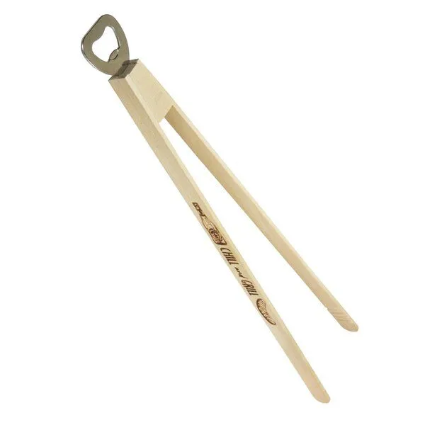 elasto elasto Grillzange aus Holz mit Flaschenöffner, Natur, – Produktbild 2 von 5