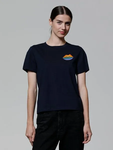 watapparel watapparel T-Shirt Frauen Kuss Kuss, French navy, – Produktbild 2 von 3