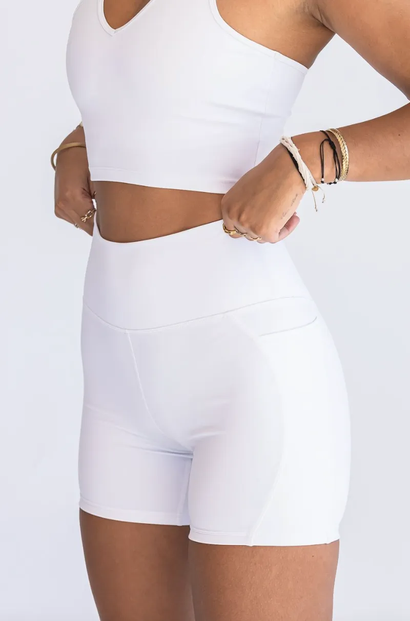 SEAAV SEAAV Damen vegan Shorts Biker 5'' Mit Taschen Weiß, Weiß, – Produktbild 1 von 1