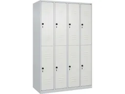 C+P C+P Doppelstock-Spind Classic PLUS, 8 Fächer, 1850x1200x500mm, Lichtgrau/Verkehrsweiß – Produktbild 1 von 1