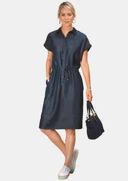 Goldner Modernes Tencel-Kleid mit Bindedetail - blau von Goldner Fashion – Produktbild 1 von 1