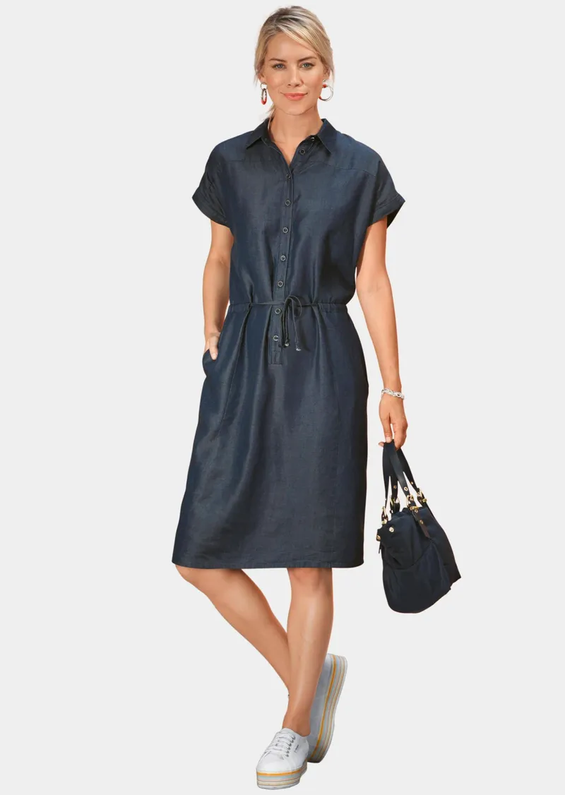 Goldner Modernes Tencel-Kleid mit Bindedetail - blau von Goldner Fashion, Blau, – Produktbild 1 von 2