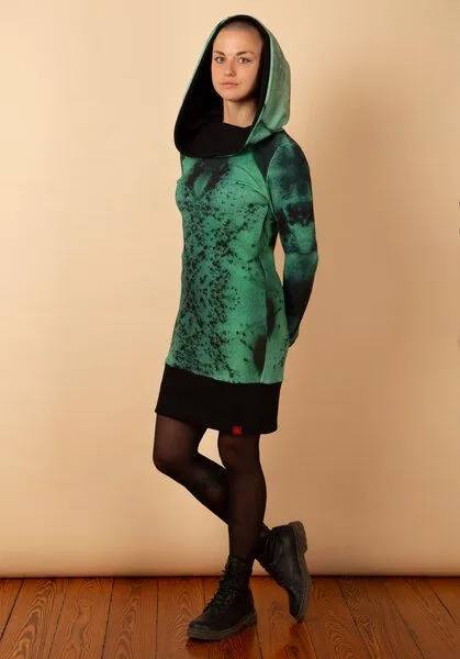 Die rote Zora Die rote Zora Hoodiekleid Jadegrün – Produktbild 3 von 4
