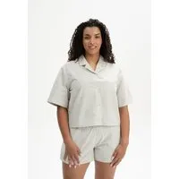 MELA Pyjamahemd kurzärmlig Style HANSIKA | von MELA | Fairtrade & GOTS zertifiziert, Thymian / naturweiss gestreift, – Produktbild 1 von 1