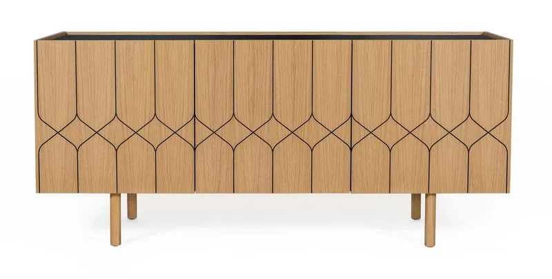 Woodman Kommode, Holzfurnier aus Eiche, Skandinavisches Design, FSC®-zertifiziert, Beige|schwarz, – Produktbild 2 von 5