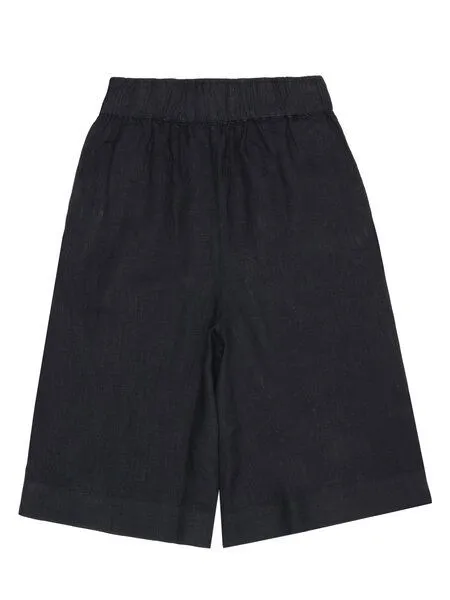 KnowledgeCotton Apparel KnowledgeCotton Apparel EVE Culotte hohe Leinen-Shorts - GOTS/Vegan, Grau (yarndyed-ultimate-grey), – Produktbild 3 von 3