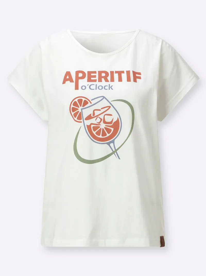 Witt Shirt ecru-papaya-bedruckt, Ecru-papaya-bedruckt, – Produktbild 1 von 2