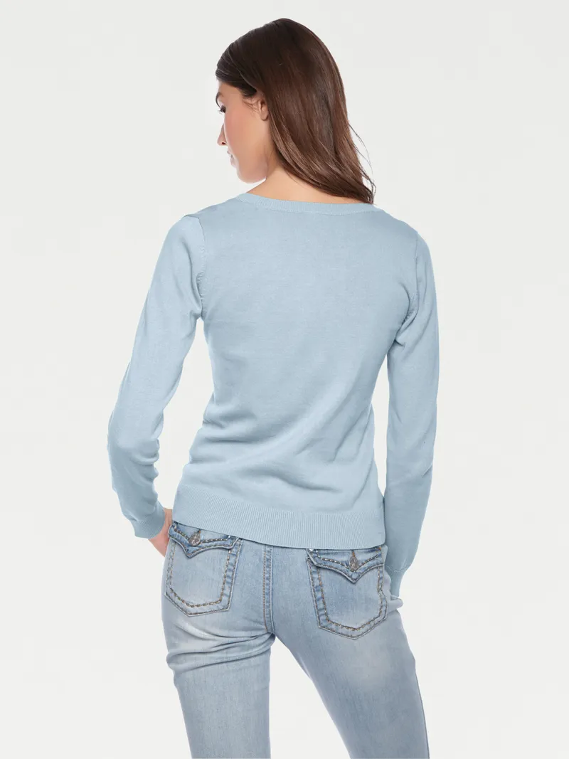 heine Rundhalspullover bleu, Bleu, – Produktbild 1 von 2