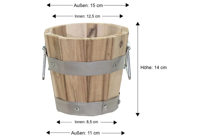colourliving Pflanzkübel Pflanztopf rund mit Griffen, FSC Akazienholz, Blumenkästen aus Holz, integriertes Entwässerungsloch, metallverstärkte Konstruktion – Produktbild 1 von 5