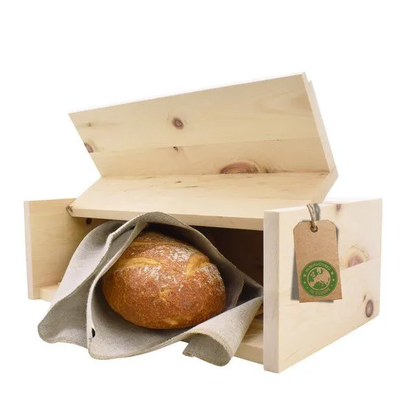 4betterdays 4betterdays Brotkasten Zirbenholz inkl. Zirbenholz-Gitter & Bäckerleinen – Produktbild 1 von 5