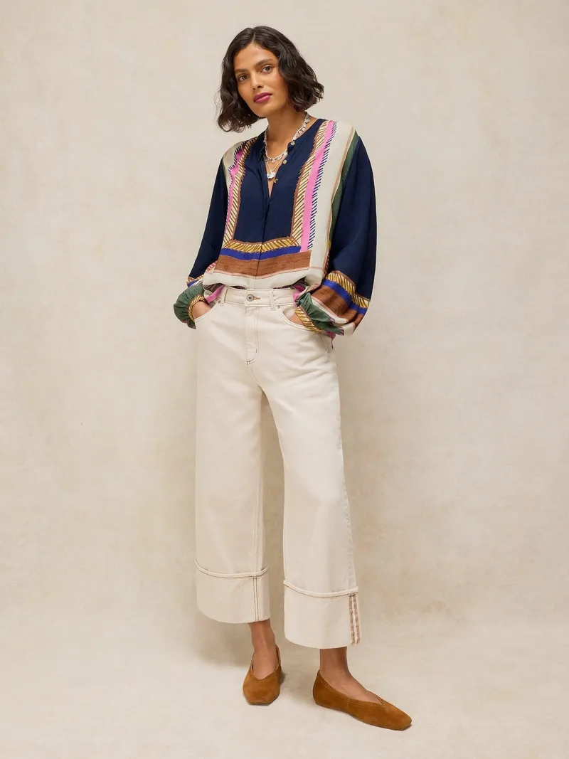 White Stuff Bedrucktes Top Lana - 38/R, Marine print, – Produktbild 2 von 4