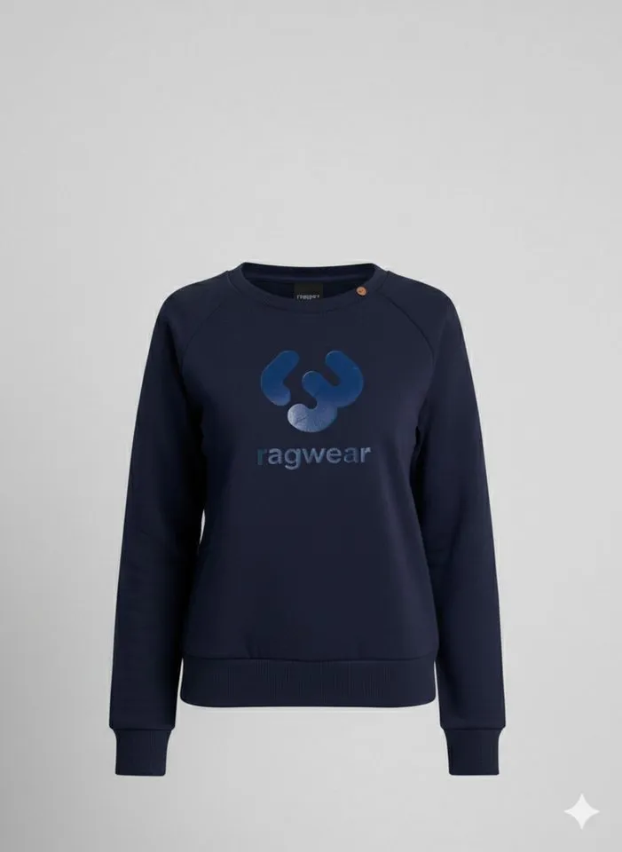 ragwear ragwear Sweatshirt JOHANKA LOGO O aus Baumwolle und Polyester, normale Passform, mit Rundhalsausschnitt, Blau, – Produktbild 3 von 3