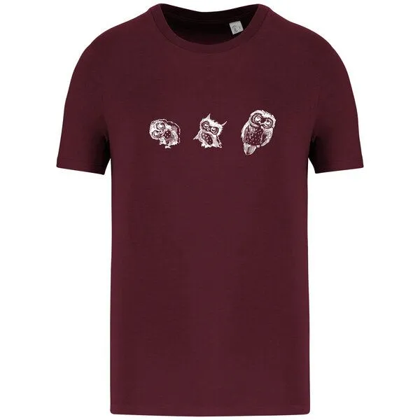Greenspired Greenspired Basic Bio T-Shirt Three Owls 155g/m² XXS - 4 XL", Dunkelrot, – Produktbild 1 von 1