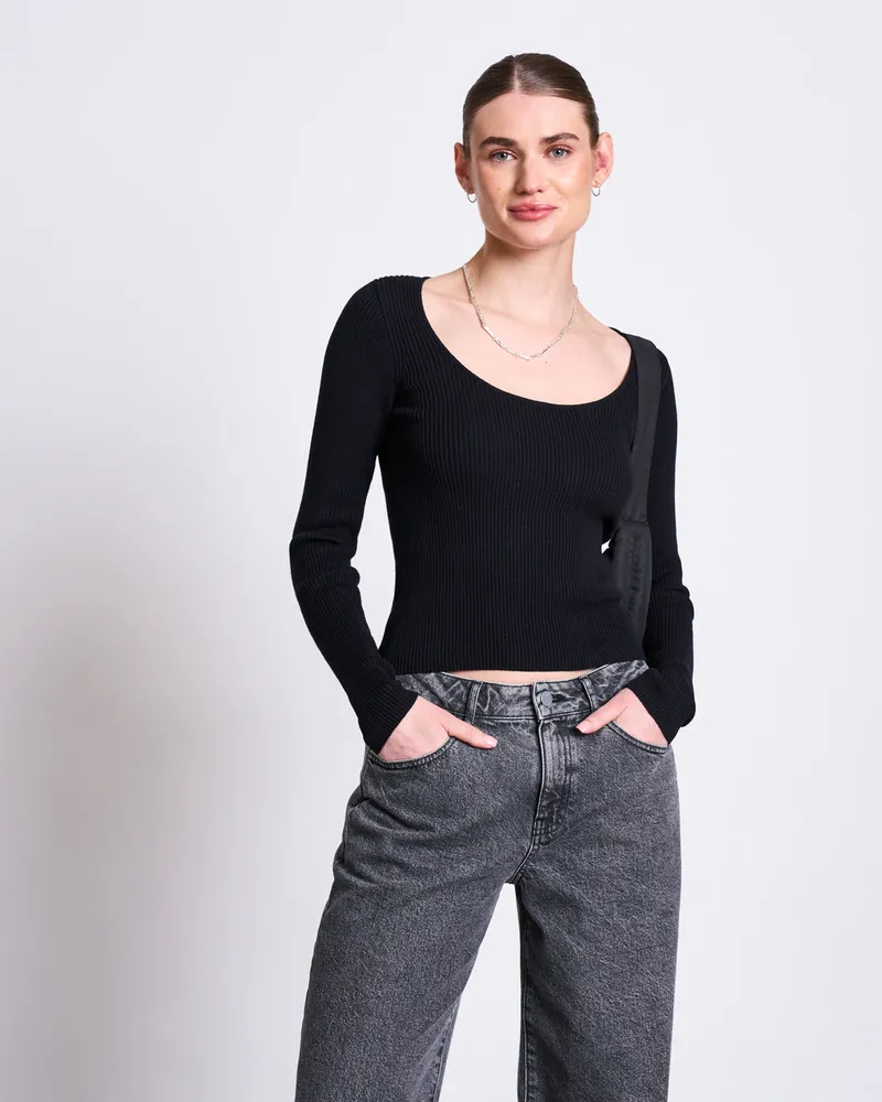 JAN N JUNE JAN 'N JUNE Damen vegan Langarm-Strickjacke Tige Schwarz, Schwarz, – Produktbild 1 von 2