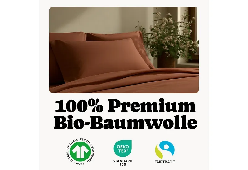 Seralino Kissenbezüge Mako Satin Kissenbezug (100% Bio Baumwolle) weich, hautfreundlich, (2 Stück), Fairtrade/ GOTS zertifizierte uni Kissenhülle mit Reißverschluss, Orange, – Produktbild 3 von 5