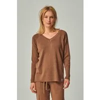 YOU LOOK PERFECT YOU LOOK PERFECT 100% Merino Strickpullover mit V-Ausschnitt "Dorina", Cognac (braun), – Produktbild 1 von 1