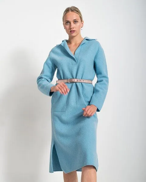Alma & Lovis Alma & Lovis Legeres Maxikleid aus Bio-Wolle (kbT) | Walk Polokleid, Mint, – Produktbild 1 von 4