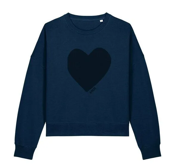 Kultgut Kultgut Artdesign - Biofair- Pulloversweater Boxistyle / Amore, Petrol, – Produktbild 1 von 4
