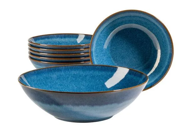 Mäser Mäser Salatschüssel-Set 7-tlg. "Ossia" Steinzeug, Blau, – Produktbild 2 von 5